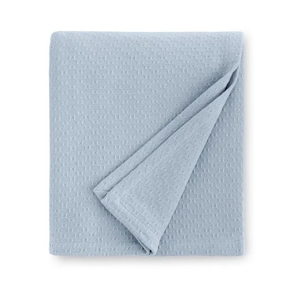 SFERRA CORINO 11416 COTTON BLANKET POWDER BLUE QUEEN/FULL SIZE NWT