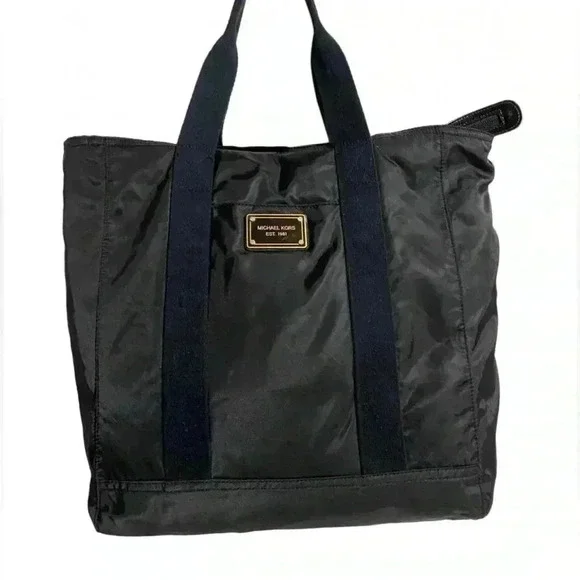 Michael kors black nylon hobo handbag