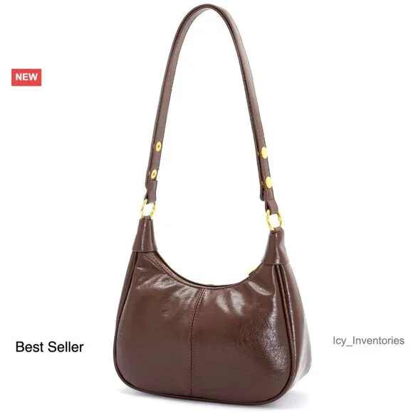 Crescent Hobo Bag Vegan Leather Adjustable Strap Retro Chic Mini Purse