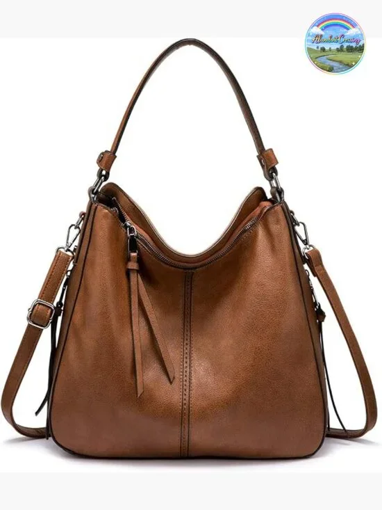 Faux Leather Hobo Crossbody Bag Large Capacity Shoulder Purse