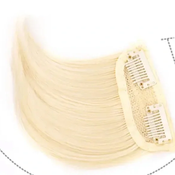 Clip On Hair Blonde Fluff or Bangs C-Shape Hair 2 Clips 1 Piece Lightest Blonde