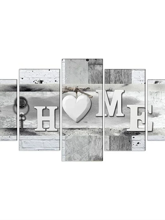 Grey Home Wall Art 5-Piece Canvas Set (Oversize 60x30inch)