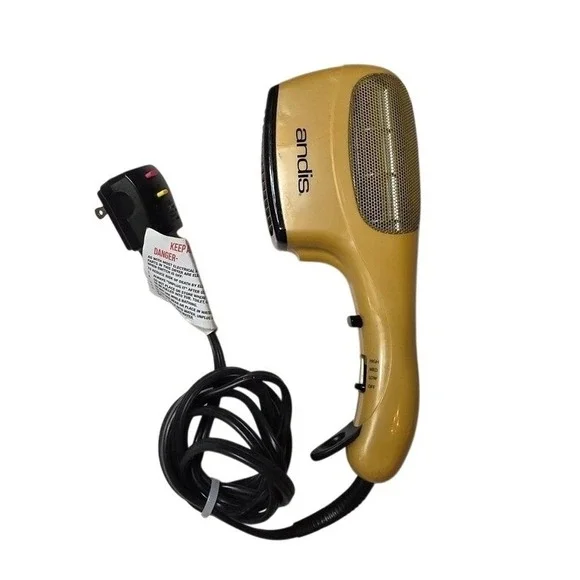 Andis HS-2 Hair Dryer 1875W‎ Handheld Yellow Dual Voltage High Med Low Cool Shot