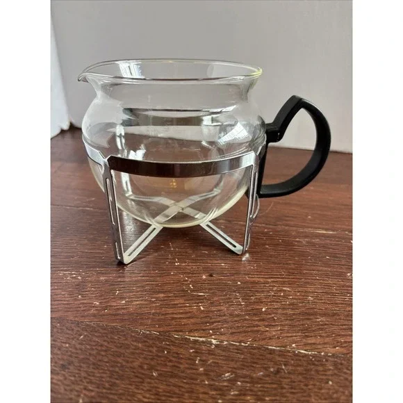 RARE VINTAGE GLASS & METAL‎ 2 CUP TEA POT ONLY~EXCELLENT CONDITION~TEA POT