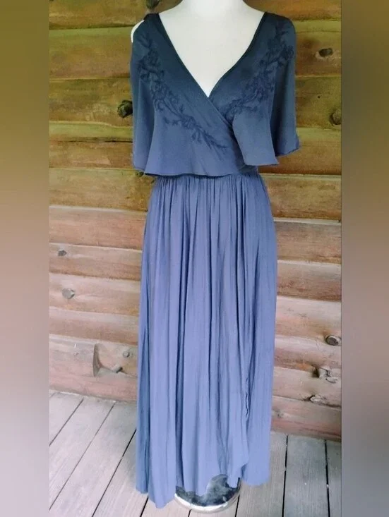 Free People Navy Blue Wrap Dress Extra Small