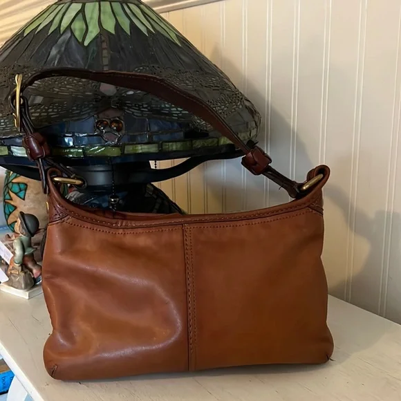 Vintage Coach Bleeker Tattersall Vachetta leather hobo bag 11415 Carmel brown