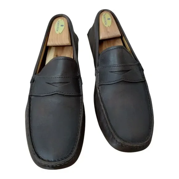 PRADA Men's Leather Slip‎ On Driving Moccasins Loafer Size 7.5 Brown 2DD 001