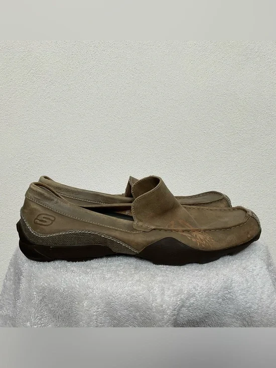 Skechers Light Brown Leather Slip On Driving Loafer Size 10.5 Men's Casual