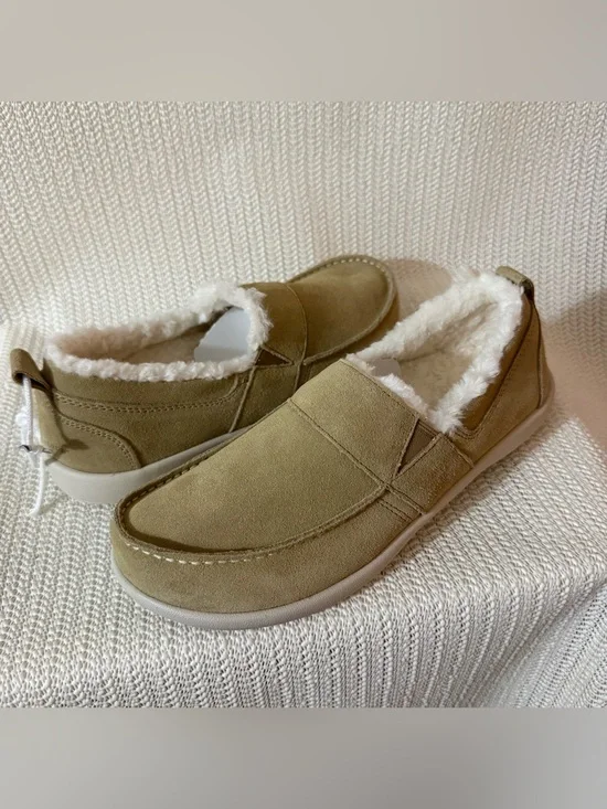 Revitalign Rio Cozy Women’s Slip On Shoes Almond Suede Faux Fur Size 8 NWT