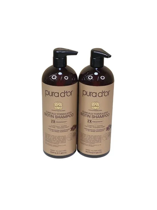 Pura Dor 2 Pack Fine Thinning Hair Biotin Shampoo Jumbo 33oz Clinical Formula