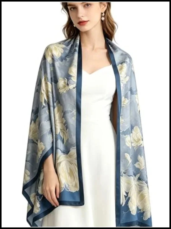 Large Silk Feeling Shawl Scarf Wrap Lightweight Fashion Neck Hijab Headscarf