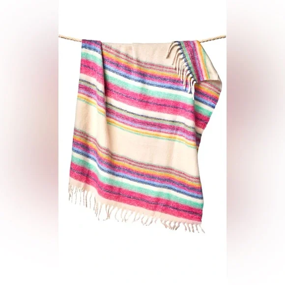 Free People Skye Stripe Fringe Blanket 60