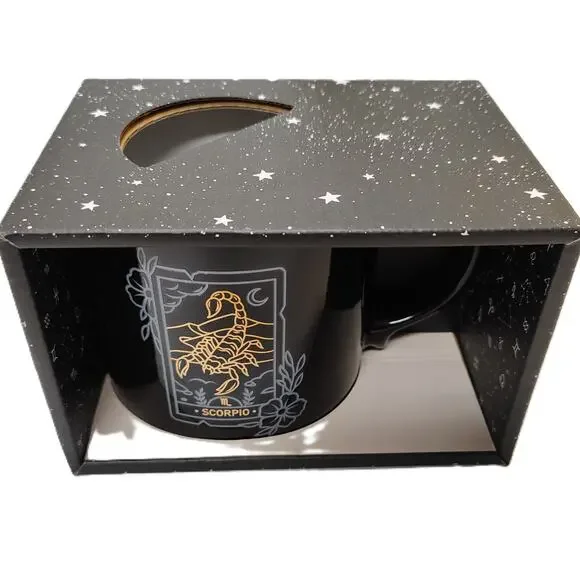 Black & Gold Aquarius Scorpio 18oz Mug New With Gift Box