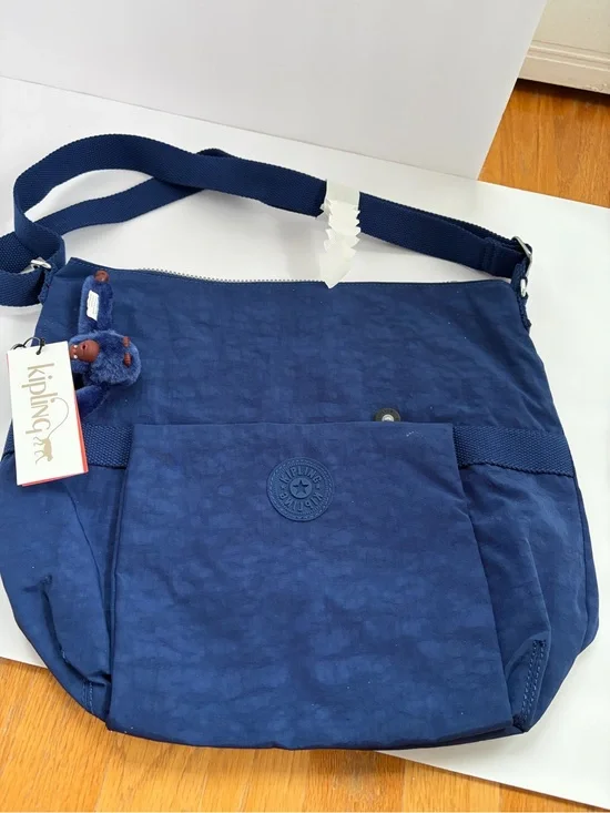 Kipling Light Blue Interior Tote with Navy Trim