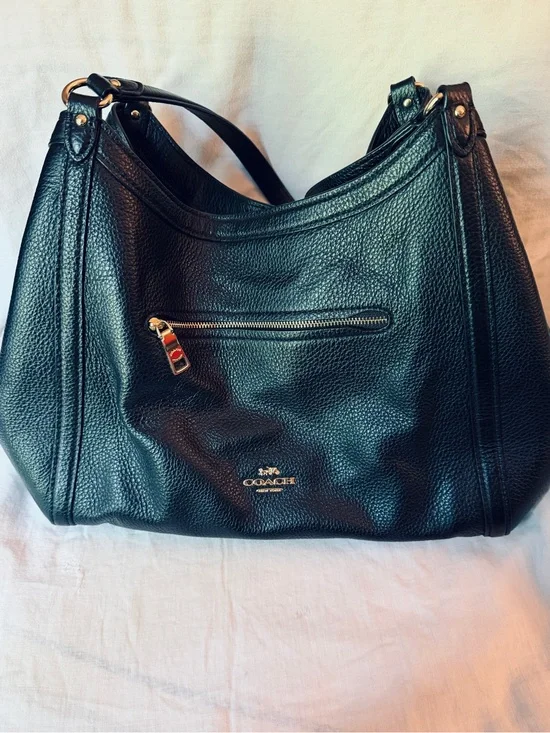 Coach Black Pebbled Leather Hobo Bag