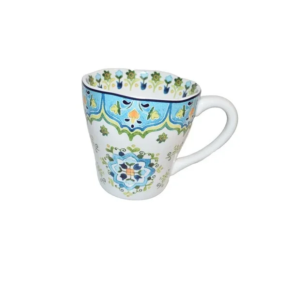 Pier 1 Imports Celeste Coffee Tea Mug Cup‎ 14 oz. Floral Bright Spring