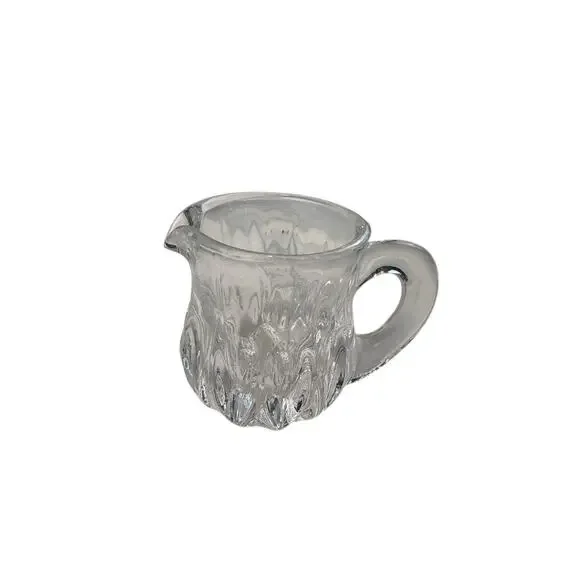 Vintage Clear Glass Individual Creamer with Textured‎ Pattern – Unbranded