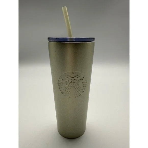 Starbucks 24 oz. Stainless Steel Silver Siren Cold Cup Tumbler‎ w/ Black Lid