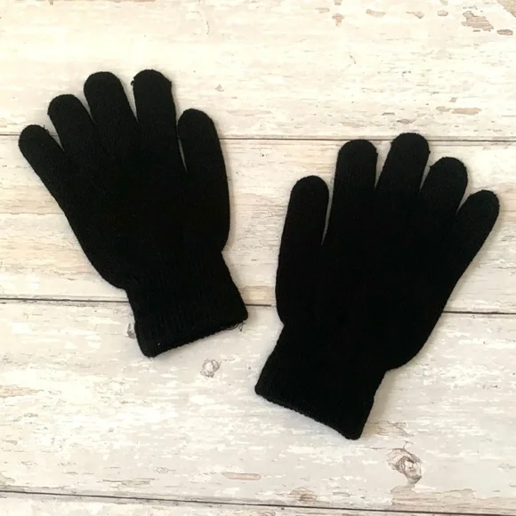 L.L. Bean Big Kids Finger Mittens Gloves Winter Black Girls Boys 8-14yrs NEW