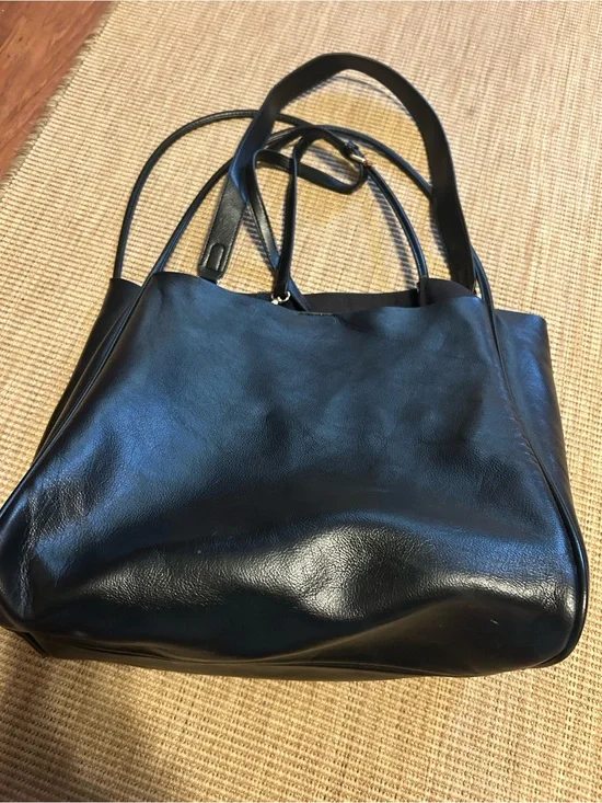 Anthropologie Black Leather Hobo Tote