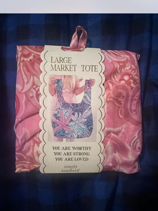 Simply Southern Pink Paisley large market tote NWT