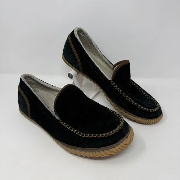 Sorel Dude Moccasins Men's Black Suede Shoes/ Slippers Size 10 NM2025-010