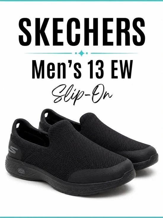 Skechers GOwalk 4 Slip-On Black Men’s 13 EW Extra Wide Walking Shoes Mesh