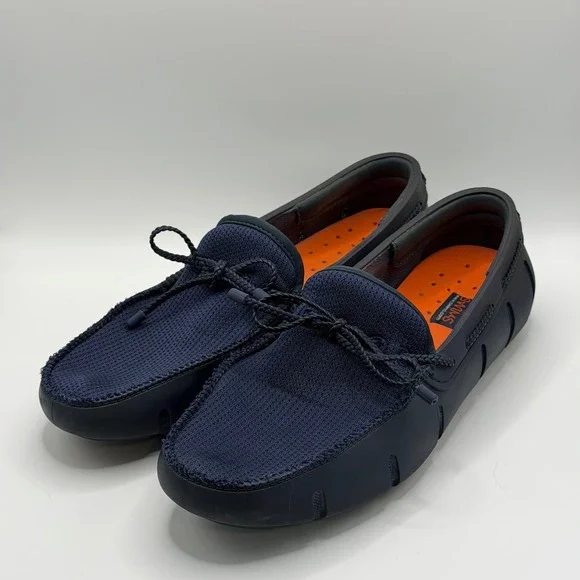 Swims Braided Lace Loafers Navy Blue Mesh Rubber Water Shoes Mens 9