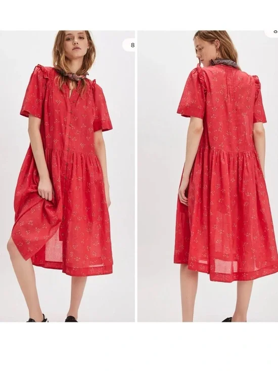 Free People Red Floral Midi Dress