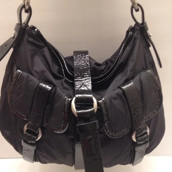 COLE HAAN nylon patent leather hobo shoulder bag