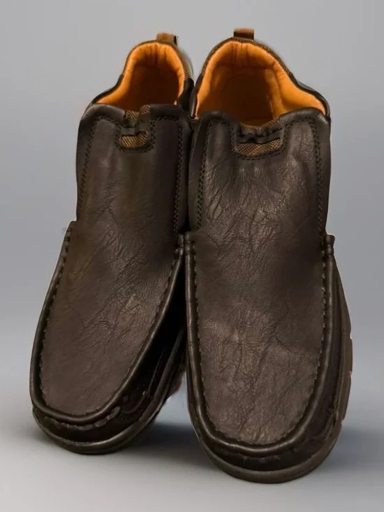Men's Casual Slip-On Moc Toe Loafers - Dark Brown
