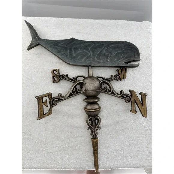 Vtg 1964 Syroco Whale Weather Vane 3D Wall Art !! Silver & Gold HTF !!