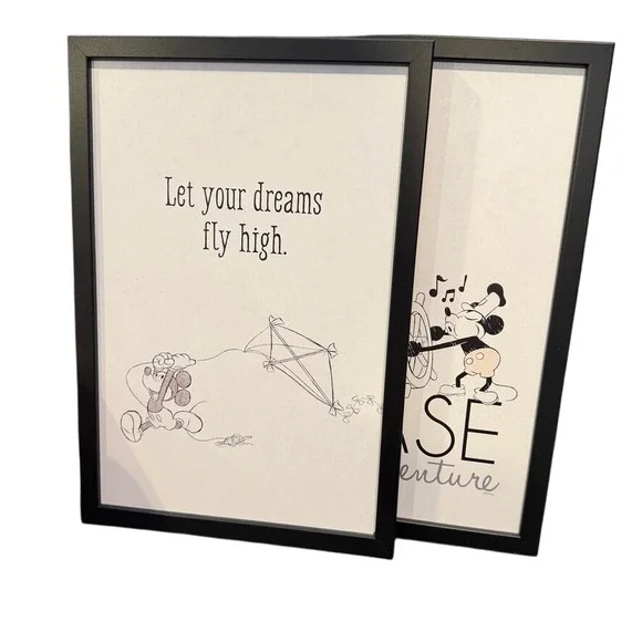 Disney Mickey Mouse Framed Art Wall‎ White Let Your Dreams Fly High Kite Kids