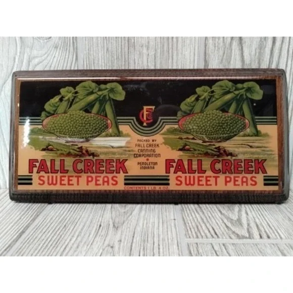 Vintage Fall Creek Sweet‎ Peas Canning Corp Wall Plaque Wooden David Silverling