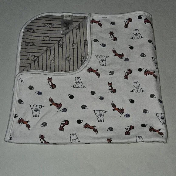 Woodland Animals 100% Cotton Baby Blanket Fox Bear Porcupine 27x28 Sears Kmart
