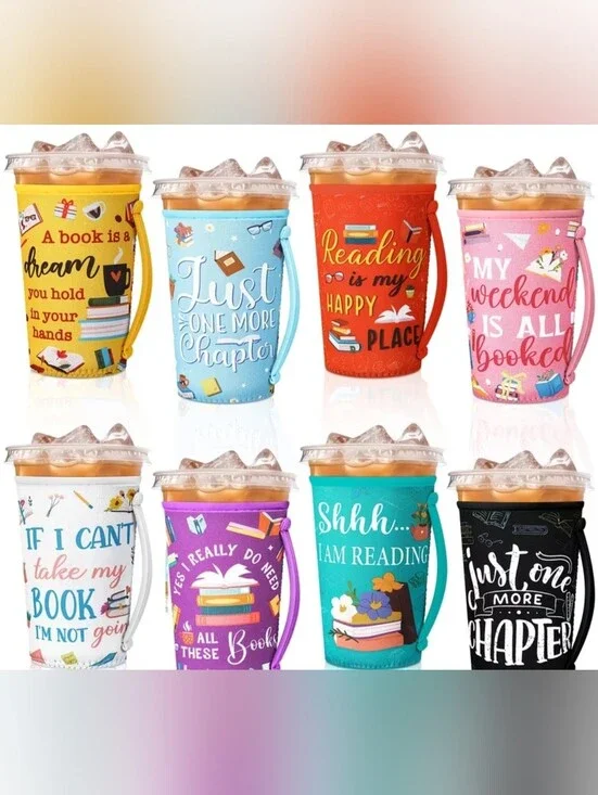 Set of 4 Random Book Lover Tumbler Sleeve Covers