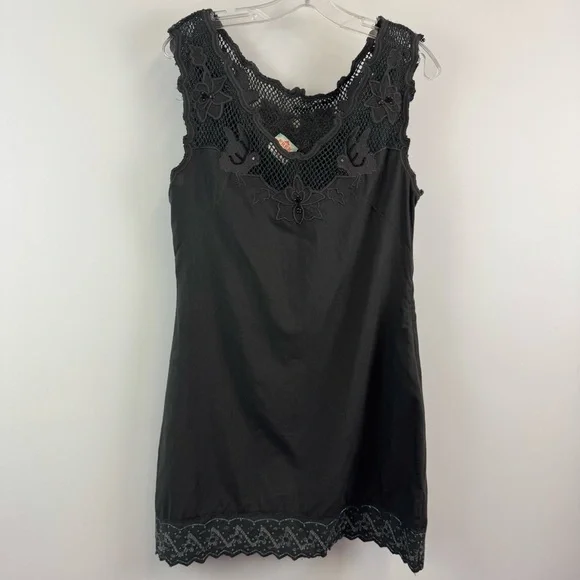 Free People Woven Lace Beaded Dress Dark Gray/Green Women's Sz. Small