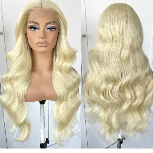 Blooming Hair Blonde Glueless High-Quality Synthetic blend HD Lace Fr…