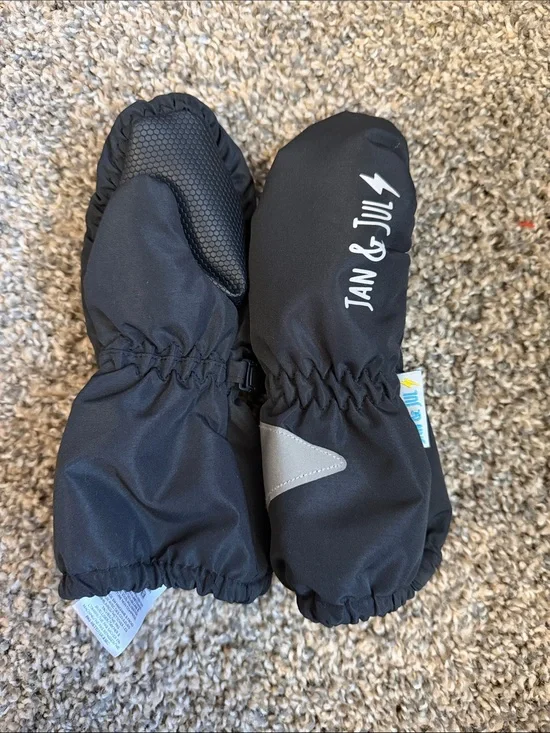 Jan & Jul Kids' Black Waterproof Fleece Lined Mittens