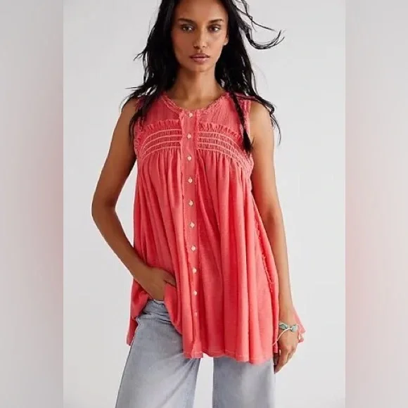 new FREE PEOPLE Sea Breeze REVERSIBLE  flowy tunic 196SN 267