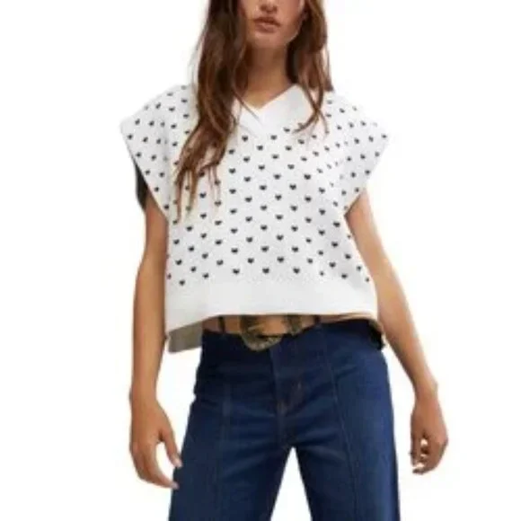 new Free People Easy Street Patterned Vest in Black 267