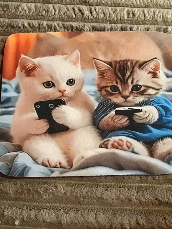 Cute Kittens Cat mousepad Mat - White & Brown Design