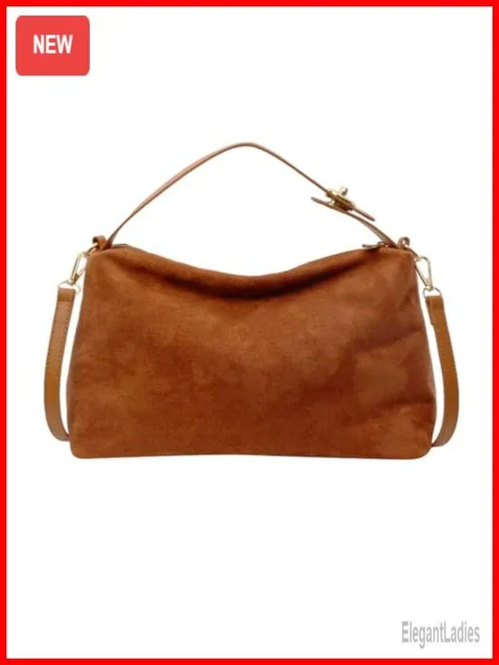 Slouchy Hobo Bag Faux Leather Suede Tote with Adjustable Strap