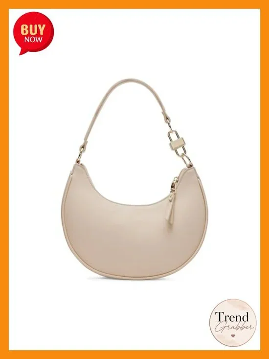 Crescent Shoulder Bag with Zip Closure and Multiple Pockets