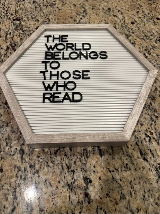Hexagon White Letter Board with Black Letters - Home Wall Decor