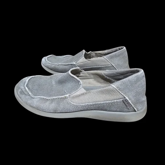 Crocs‎ Santa Cruz Canvas Slip On Shoes Gray Comfort Loafers J6 Youth Mens 6