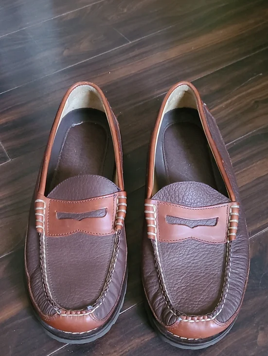 L.L. Bean Two-Tone Brown and Tan Leather Penny Loafers