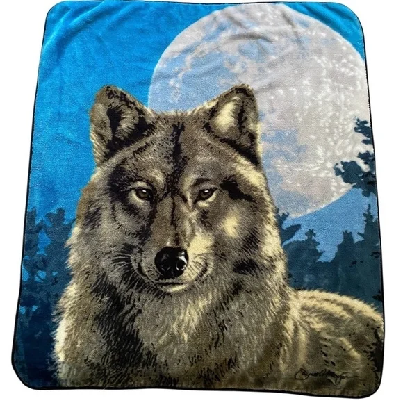 James Meger Wolf Moon Fleece Sci-fi Fantasy Large Throw Blanket