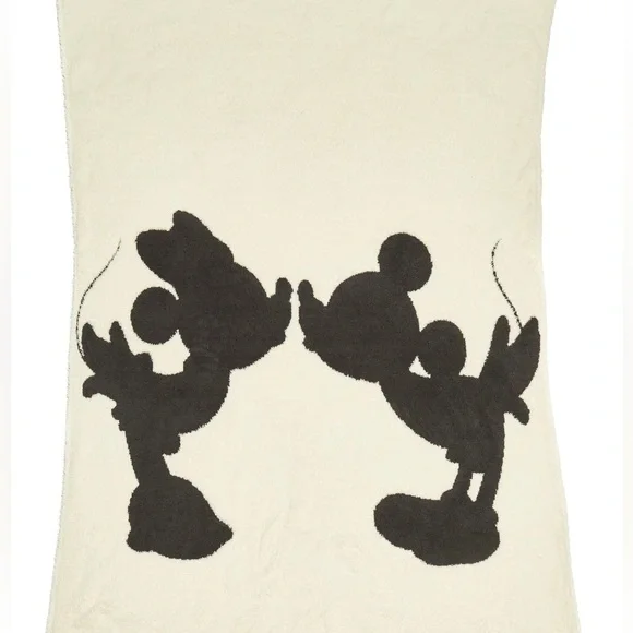 NWT Barefoot Dreams CozyChic Classic Mickey & Minnie Mouse Throw Cream/Carbon