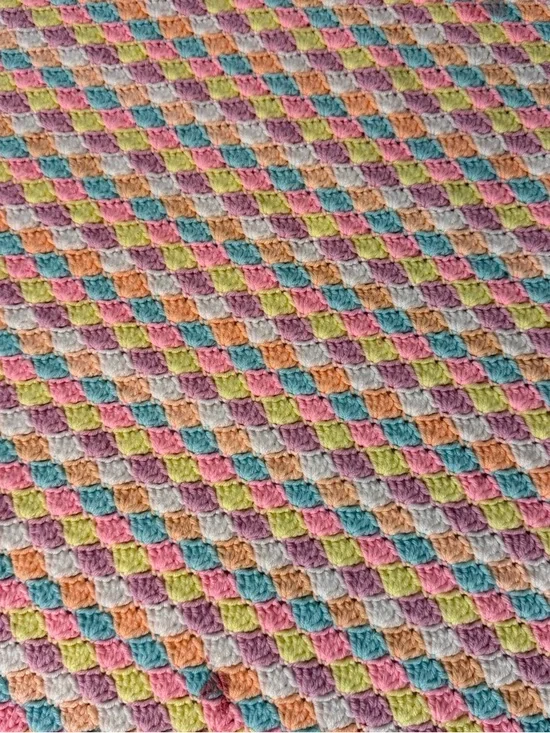 Handmade Crochet Blanket Afghan Shell‎ Pastel Throw Bedding 60x70